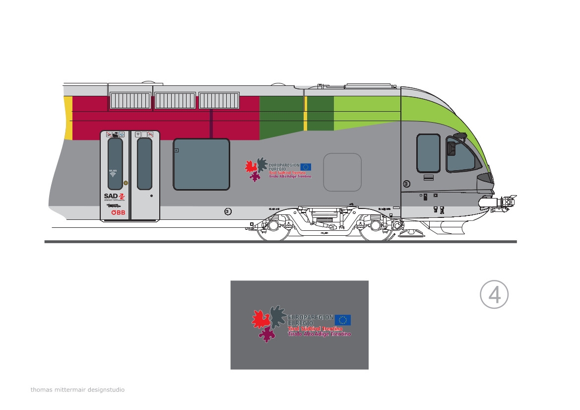 Il logo Euregio che caratterizzerà i servizi ferroviari transfrontalieri Italia-Austria