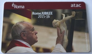 La RomeJUBILEECard con l'immagine di Papa Francesco