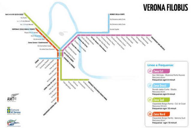 Mappa rete Filobus di Verona